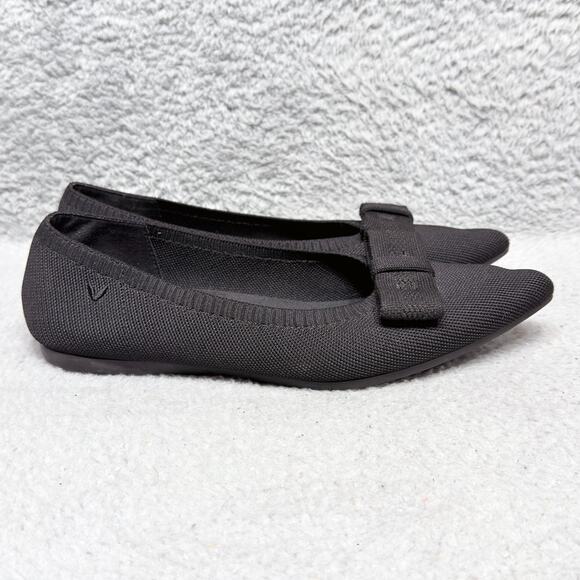 Vivaia Addriane Womens Size 7.5 Pointed Toe Bow Flats Black Knit - Picture 2 of 10